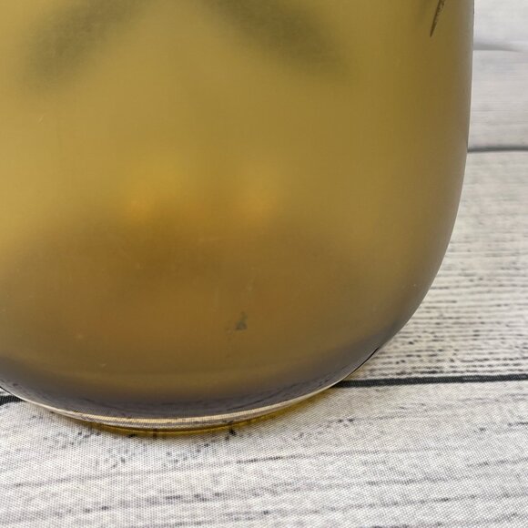 Vintage MCM Floral Amber Gold Hand Painted Etched Glass Pitcher - Picture 9 of 12